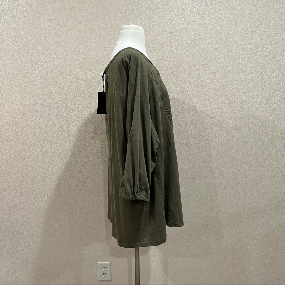 Jane and Delancey Olive Green Embroidered Tunic NWT Size 1X - Picture 3 of 11
